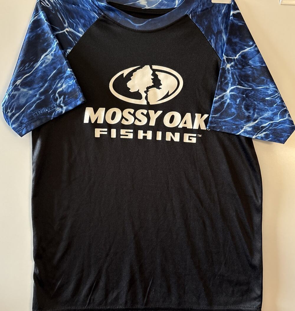 Mossy Oak Fishing Youth Size 10-12 Shirt Blue And Black